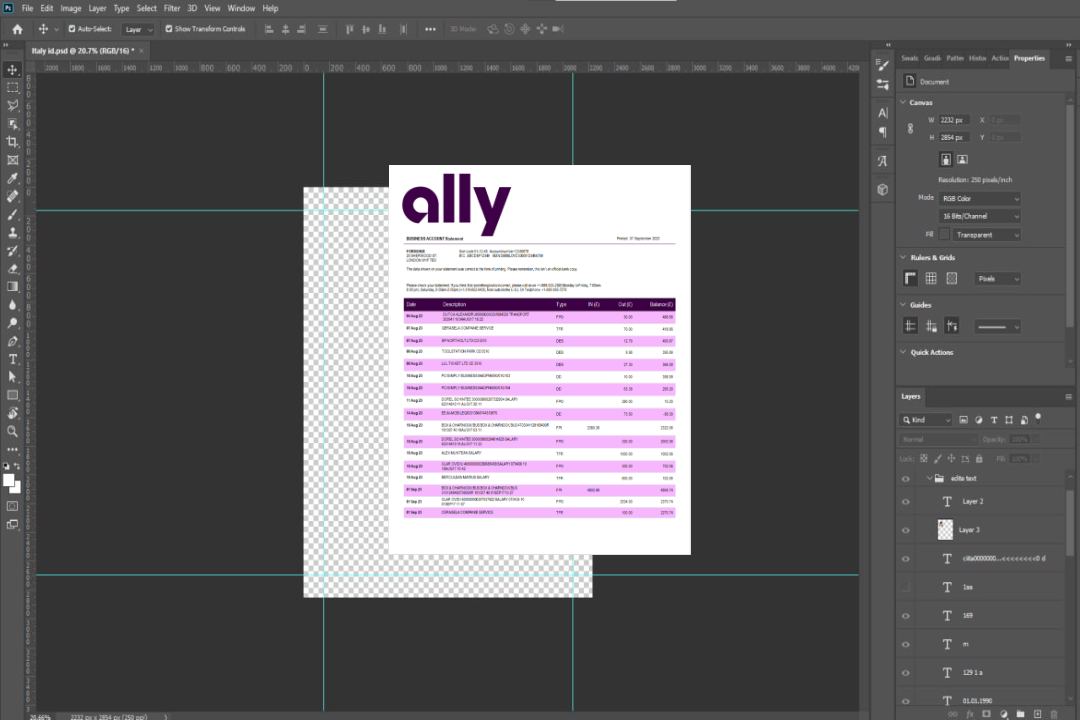 Modèle Word et PDF de relevé d'entreprise d'Ally Bank template